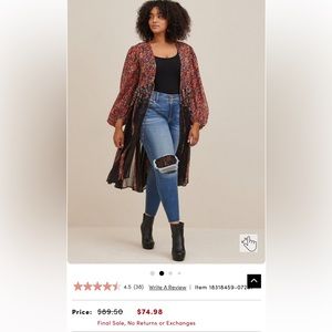 Torrid size 4 kimono, long floral kimono